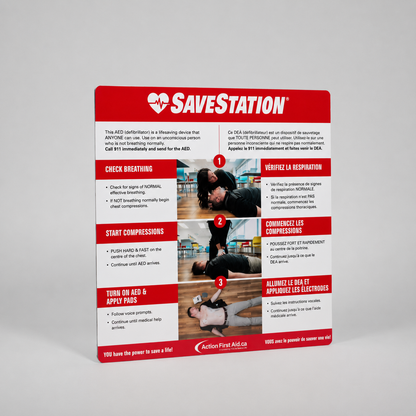 Savestation Outdoor CPR/Aed Instructional Wall Sign - Action First Aid