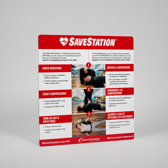 Savestation Outdoor CPR/Aed Instructional Wall Sign - Action First Aid