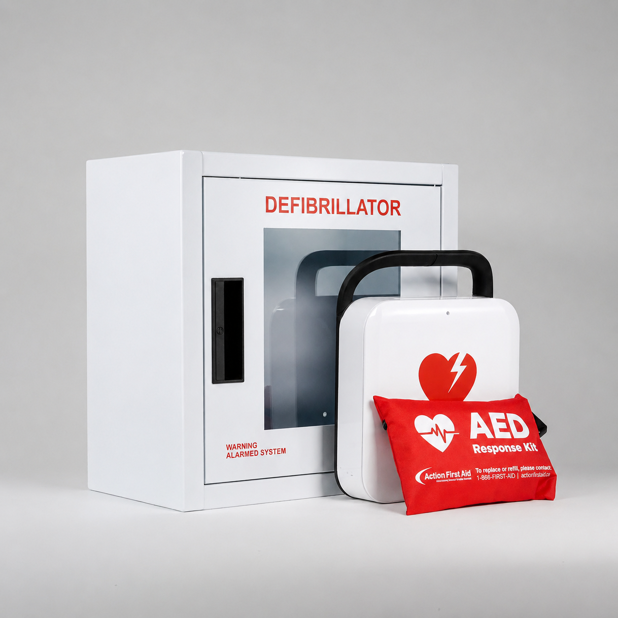 Savestation Alarm Cabinet With Lifepak Cr2 WiFi Bundle- Action First Aid