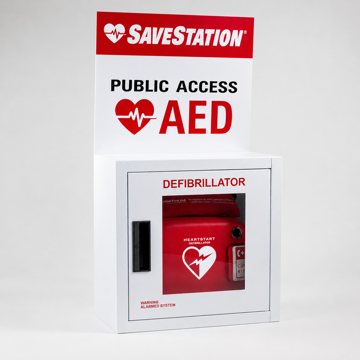 Savestation Alarm Cabinet Small Size With Philips Heartstart Frx Bundle - Action First Aid