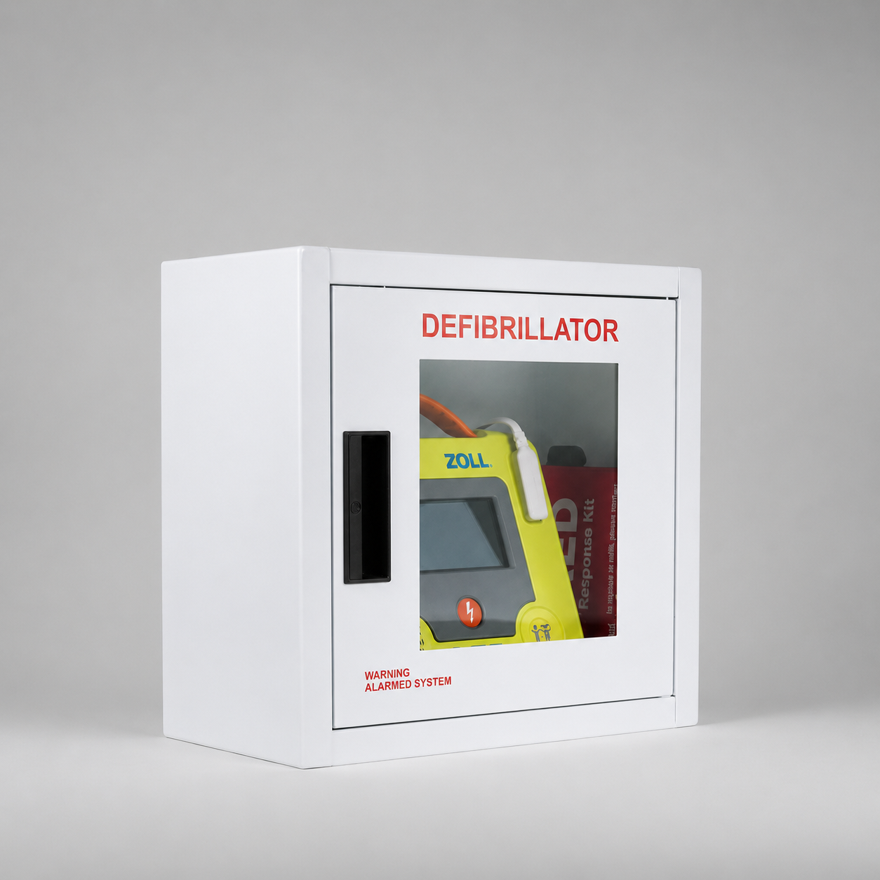Savestation Defibrillator Alarm Cabinet With Zoll AED 3 Bundle - Action First Aid