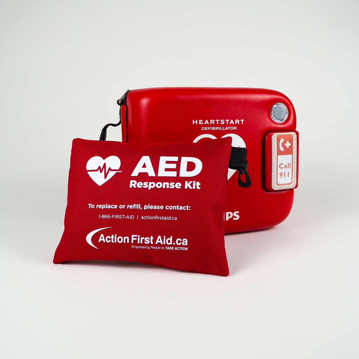 Philips Heartstart Frx Aed & Red Carrying Case with AED Response Kit- Action First Aid