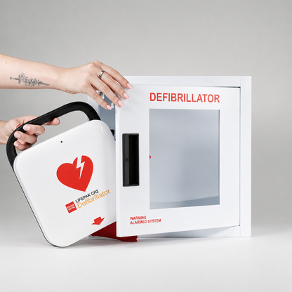 Physio-Control Lifepak CR2 WiFi Bundle Package With Savestation Alarm Cabinet - Action First Aid