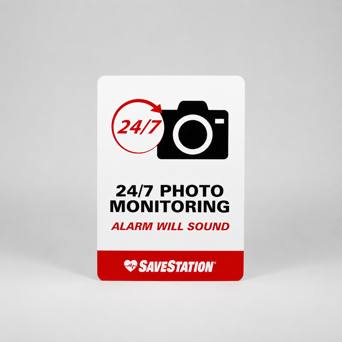 SaveStation 24/7 Monitoring Sign - Action First Aid