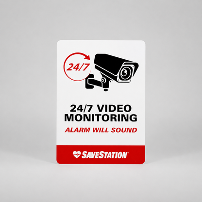 SaveStation 24/7 Monitoring Sign With Hardware Mounting Kit Included - Action First Aid