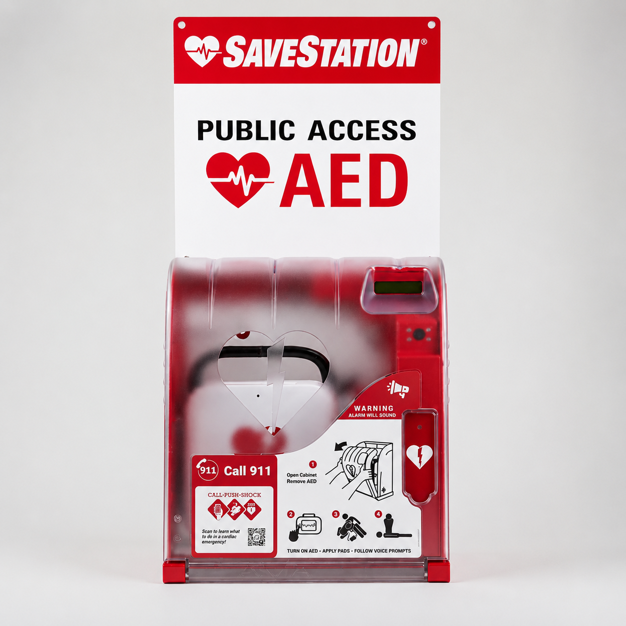 Savestation Standard Compact Public Access AED Cabinet Call Push Shock - Action First Aid