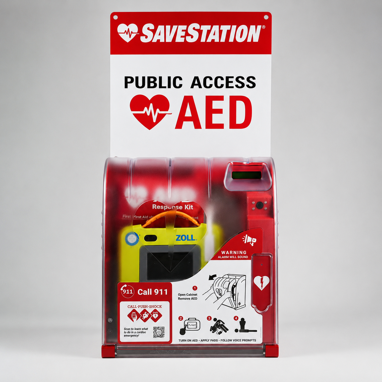 Savestation Standard AED Cabinet With Lighting & Audible Alarm - Action First Aid