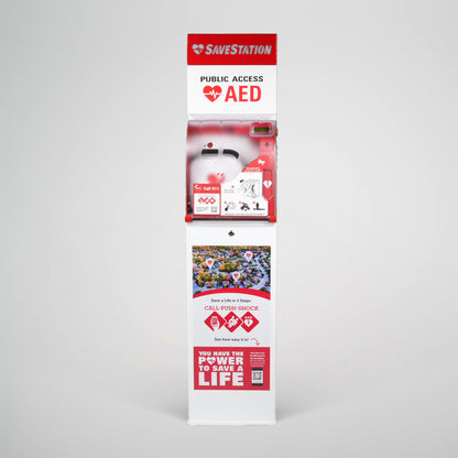 Savestation Free-Standing Public Access AED Cabinet Tower - Action First Aid
