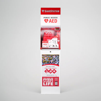 Savestation Free-Standing Public Access Life-Saving AED Cabinet Tower - Action First Aid