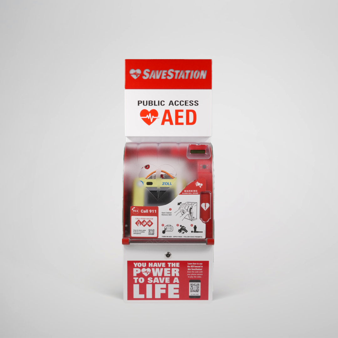 Back-Lit Savestation Wall Mount With Space For Sponsor Advertising - Action First Aid