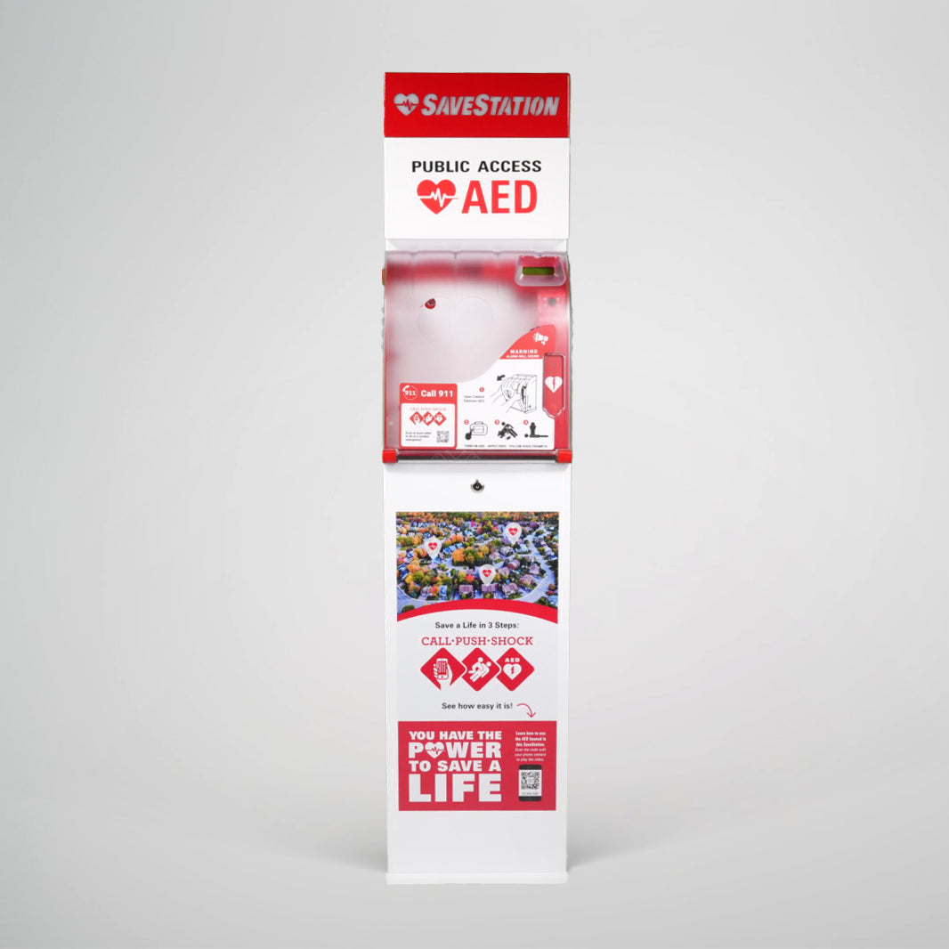 Savestation Free-Standing AED Cabinet Tower - Action First Aid