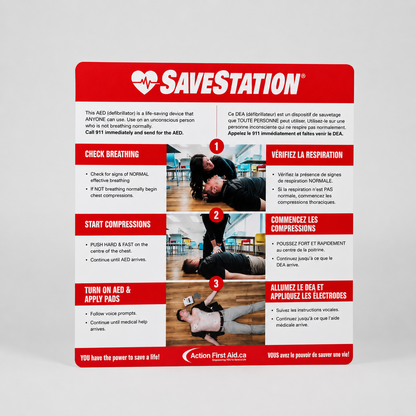 Savestation Outdoor Signage Bundle With CPR/AED Instructional Wall Sign - Action First Aid