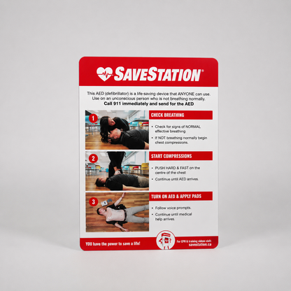Savestation Outdoor Signage Bundle With AED Instructional Wall Sign - Action First Aid