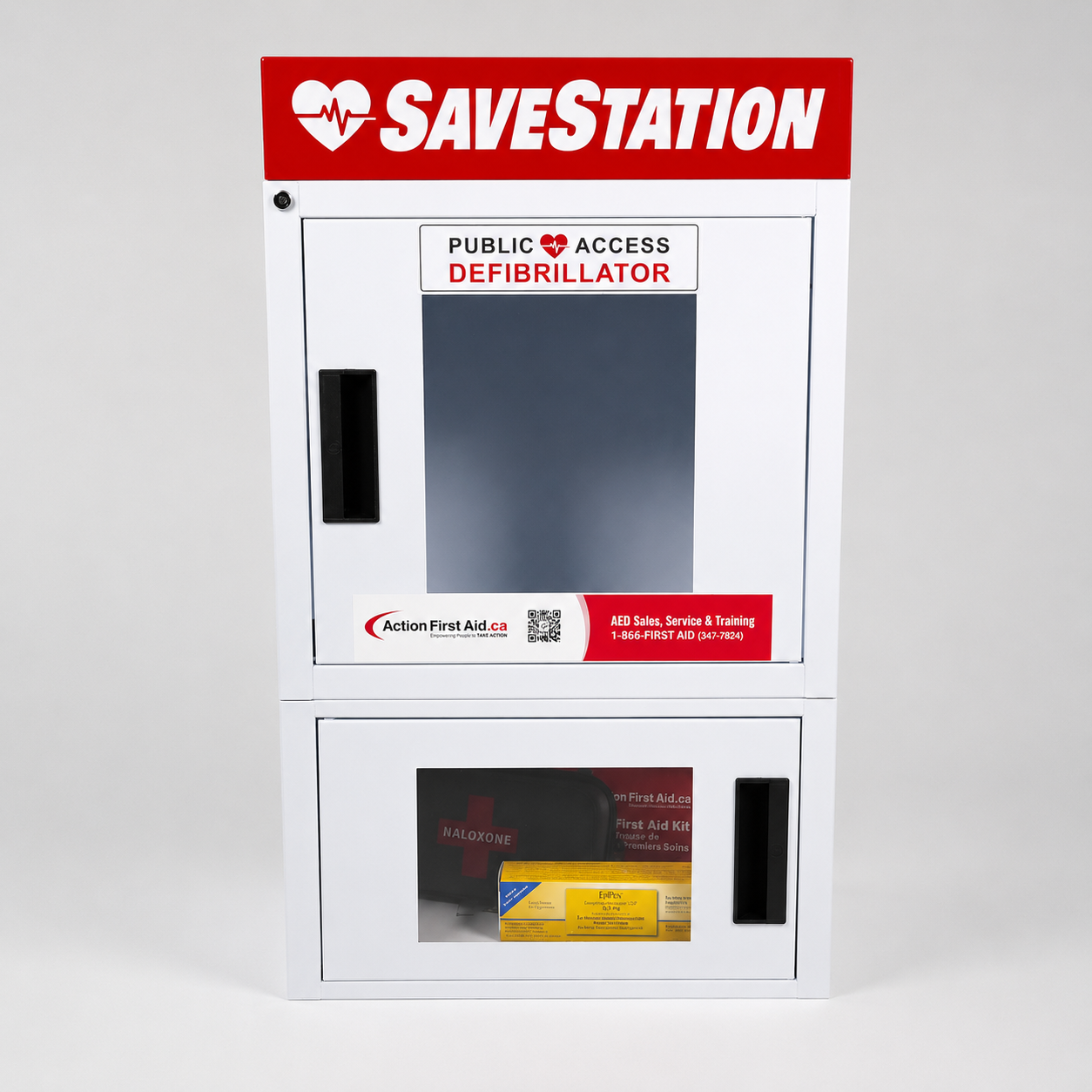 Savestation Alarmed Modular Cabinet With Bleeding Control Kit, Naloxone - Action First Aid