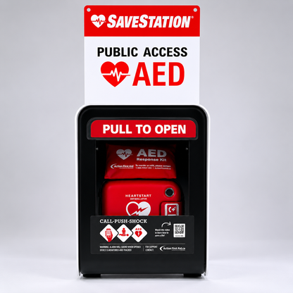 Savestation Guardian Public Access AED With AED Response Kit - Action First Aid
