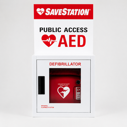 Savestation Alarm Cabinet With Philips Heartstart Frx  Defibrillator - Action First Aid