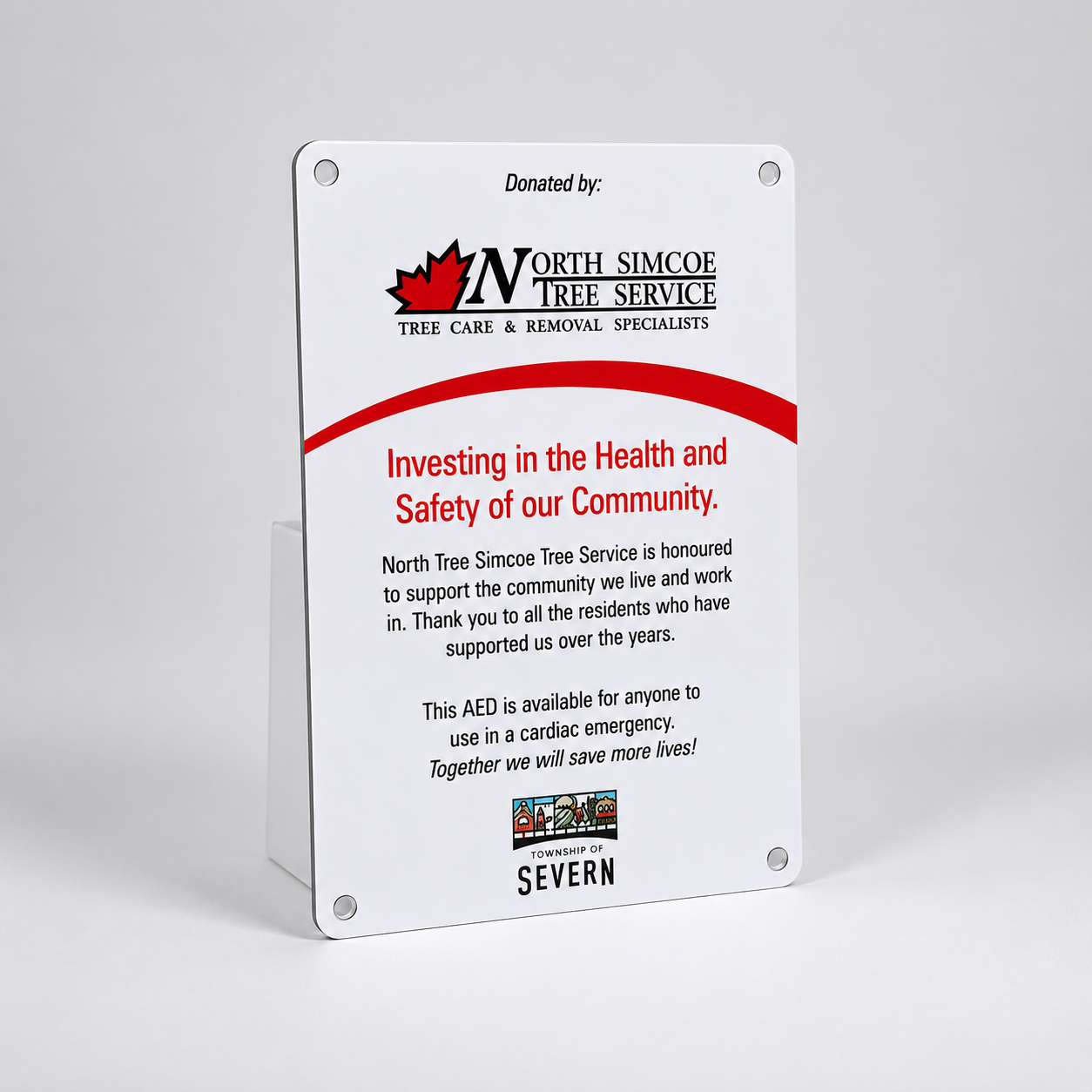 North Simcoe Tree Service Commemorative Plaque - Action First Aid