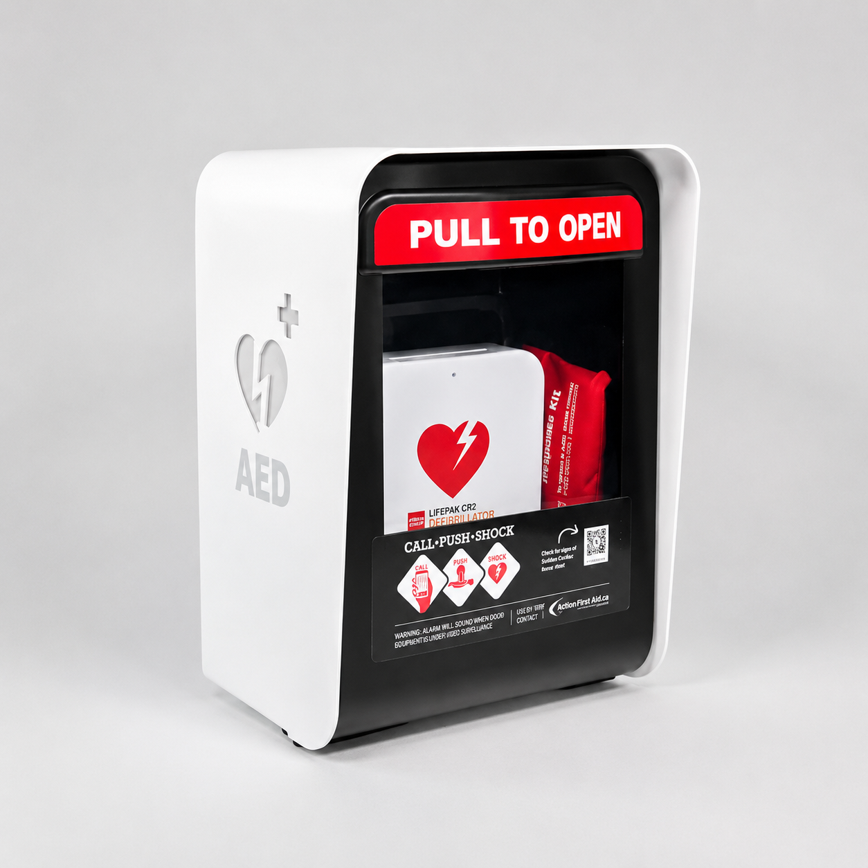Open Aed Cabinet Door Design - Action First Aid