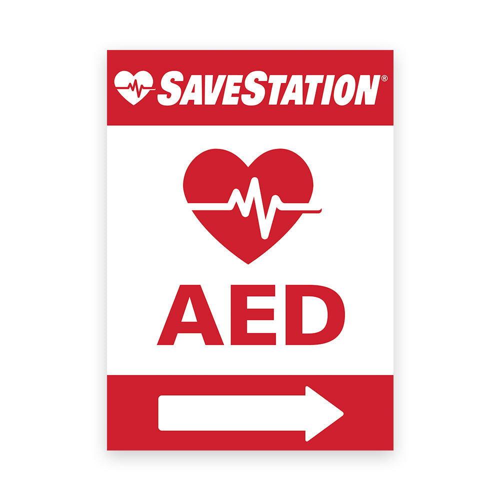 SaveStation Outdoor AED Left Directional English Signage - Action First Aid