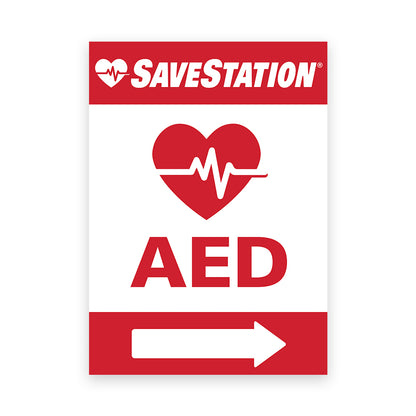 English Right SaveStation Outdoor AED Directional Signage - Action First Aid