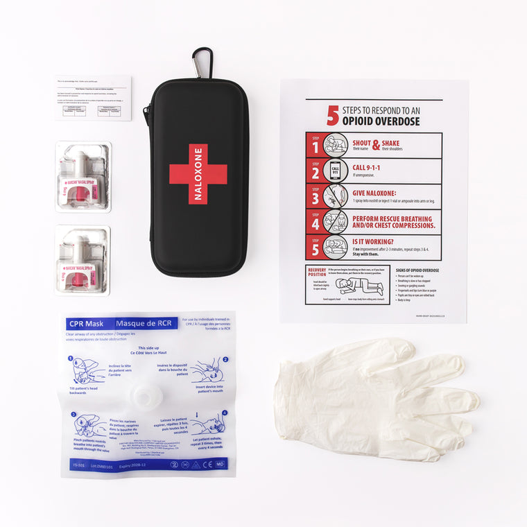 NARCAN Naloxone Nasal Spray 4mg Kit Contents - Action First Aid