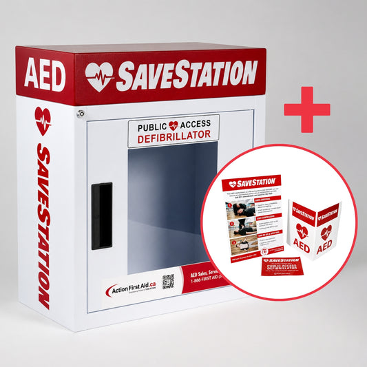 AED Station Cabinet Bundle With Signage - Action First Aid